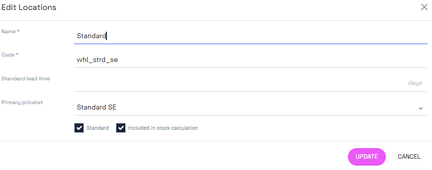 Edit location popup