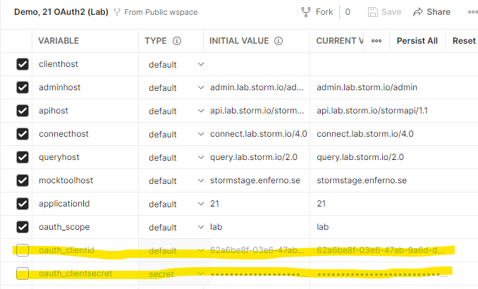 Disable environment variables