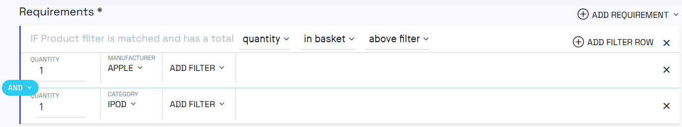 Promotion product quantity filter and