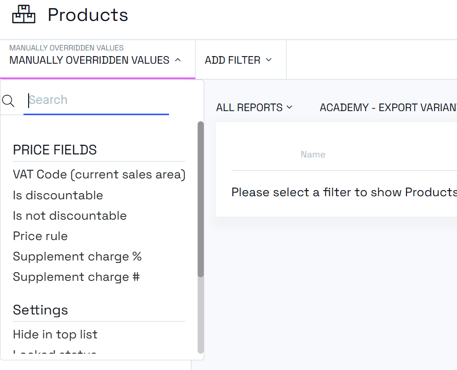 Filter on manual overriden values