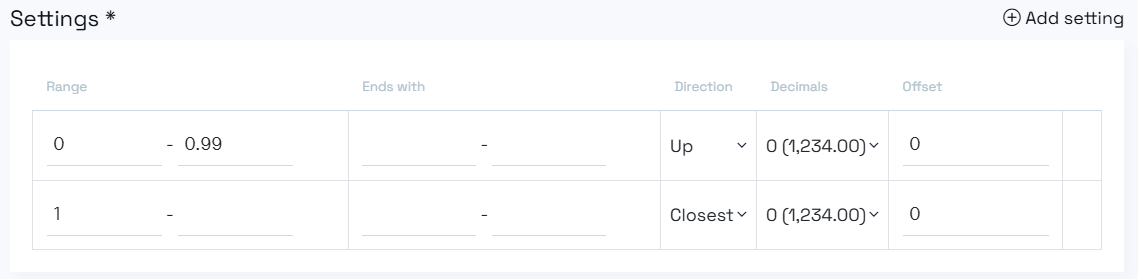 Example 1 rounding settings