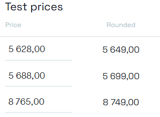 Example 3 test prices