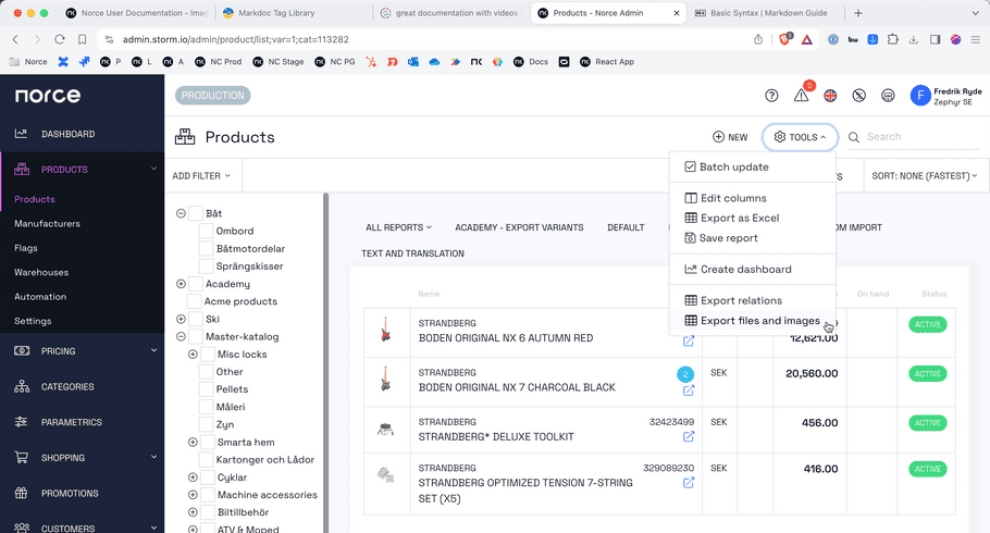 Export images and files