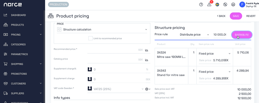 Bundle distribute price