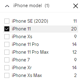 Product filtering 3